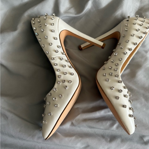 New White Diamond Studded Women's Heels - Picture 5 of 5